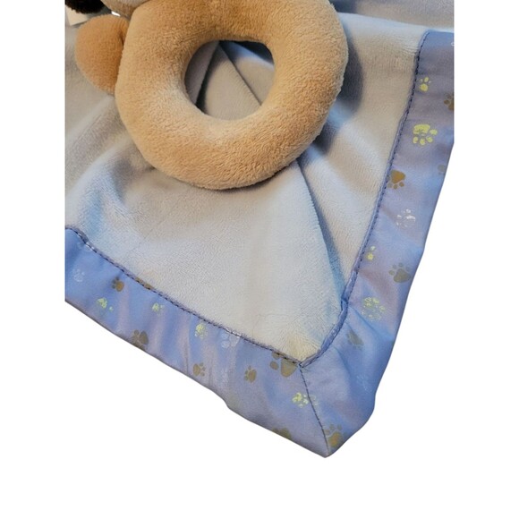 Carters Blue Brown Puppy Dog Plush Baby Lovey Security Blanket Rattle - Picture 2 of 5